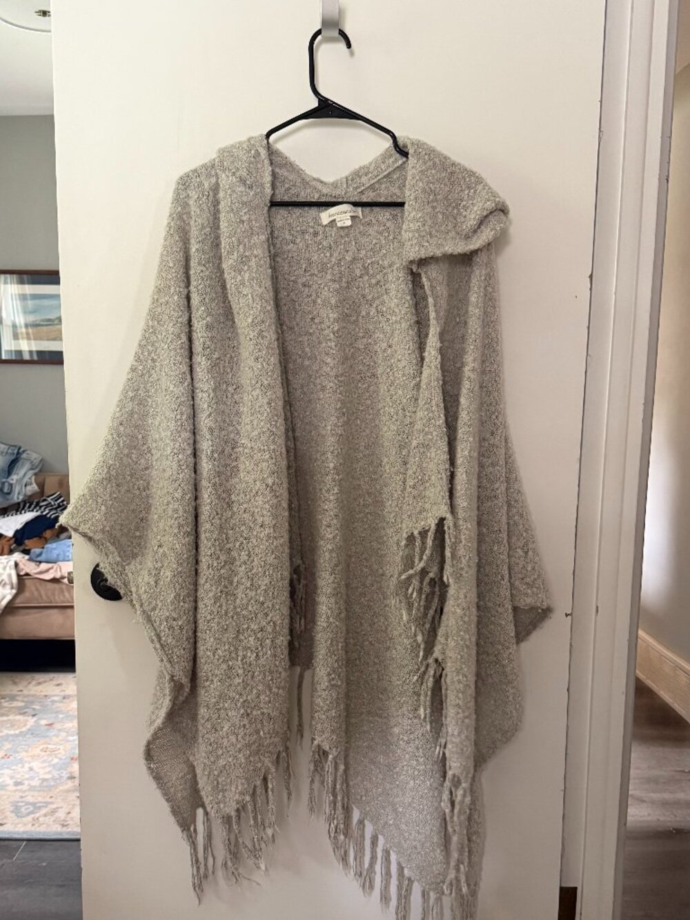 Francesca’s Hooded Fringe Poncho Cardigan OS